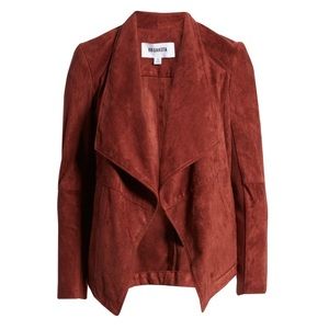 Brand new! BB Dakota Size S Cherry Wood Red wade drape front faux suede jacket